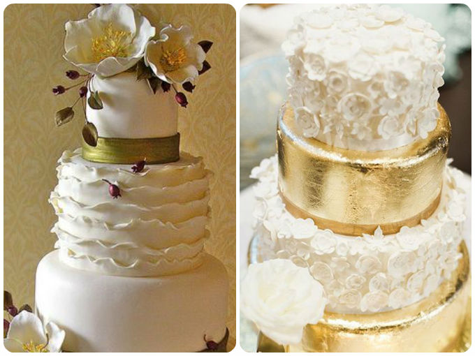 свадебный торт с золотой отделкой